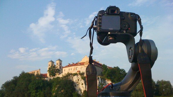 A panning, day to night timelapse of the monastery in Tyniec