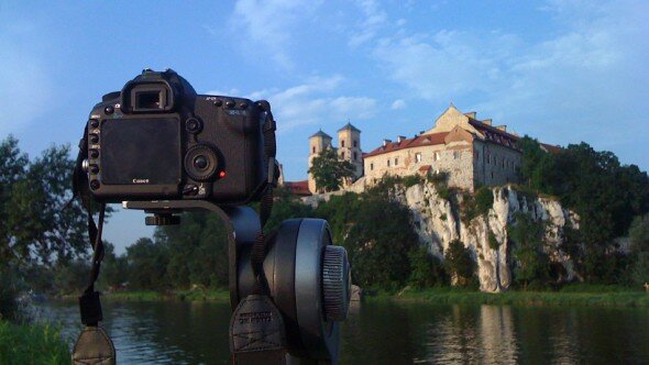 A panning, day to night timelapse of the monastery in Tyniec