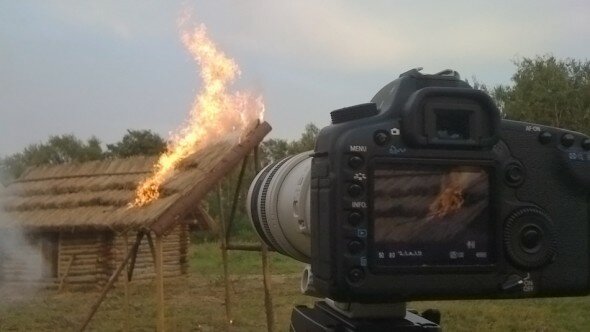 Tatars burning a village - shooting a burning arrow detail with my 100-400 lens