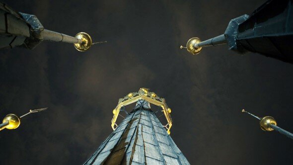 Mariacki Church tower and a starry timelapse